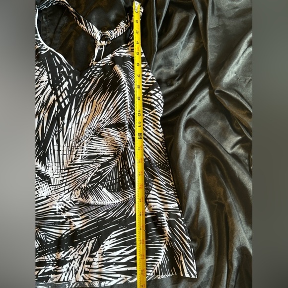 Aqua Green black and‎ white tropical palm tree tankini bathing suit top sz small - Picture 8 of 10